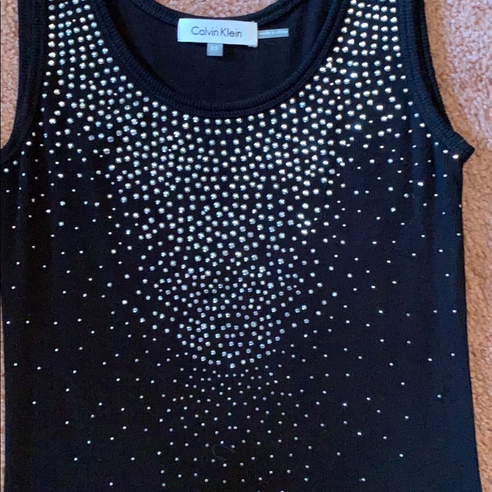 Calvin Klein Studded Black Tank Top Size XS